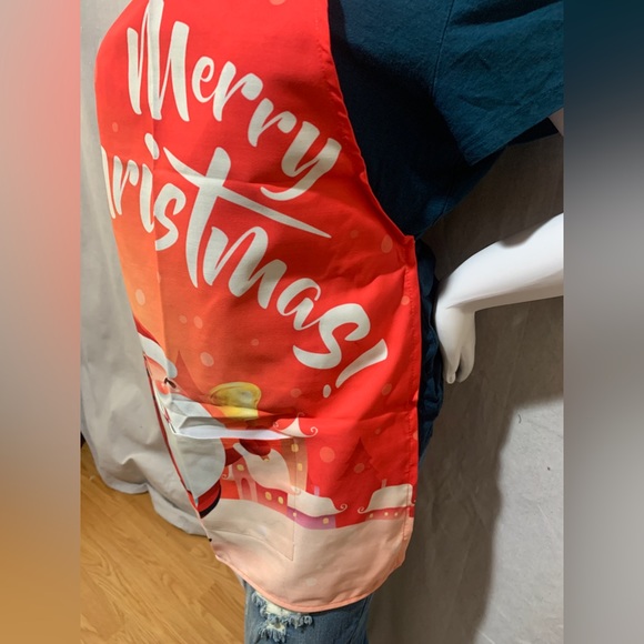 Holiday merry Christmas apron sublimated Mandil new Santa with presents - Picture 2 of 6